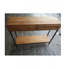 Tavolo legno massello industriale con gambe in ferro battuto cx112 - Orissa  Mobili Coloniali
