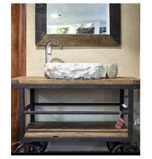 Mobile bagno tavolo consolle legno massello rovere stile industrial 160x50  h80