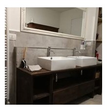 Mobile bagno in legno massello 200x45x76H in stile industrial vintage design