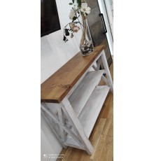 TAVOLO Tavolino comodino legno bianco 2 piani 40x30h46 sala ingresso shabby  chic