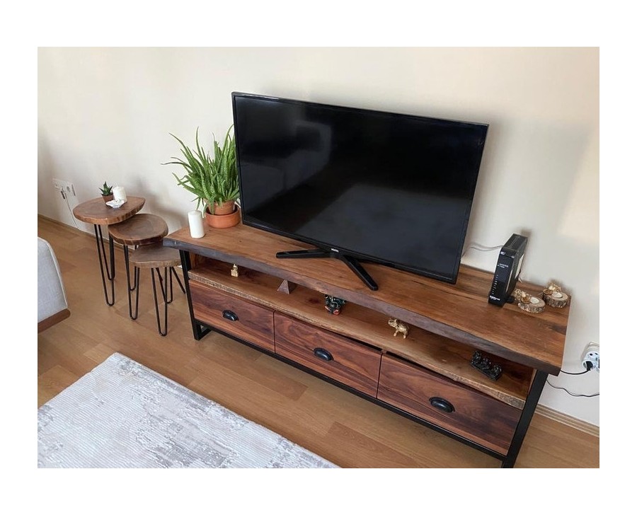 Mobile da soggiorno porta TV con cassetti sospesi in legno design
