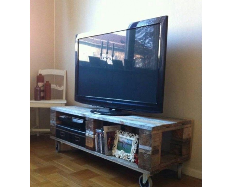 Mobile soggiorno tavolo porta TV con bancali in legno massello vintage  design